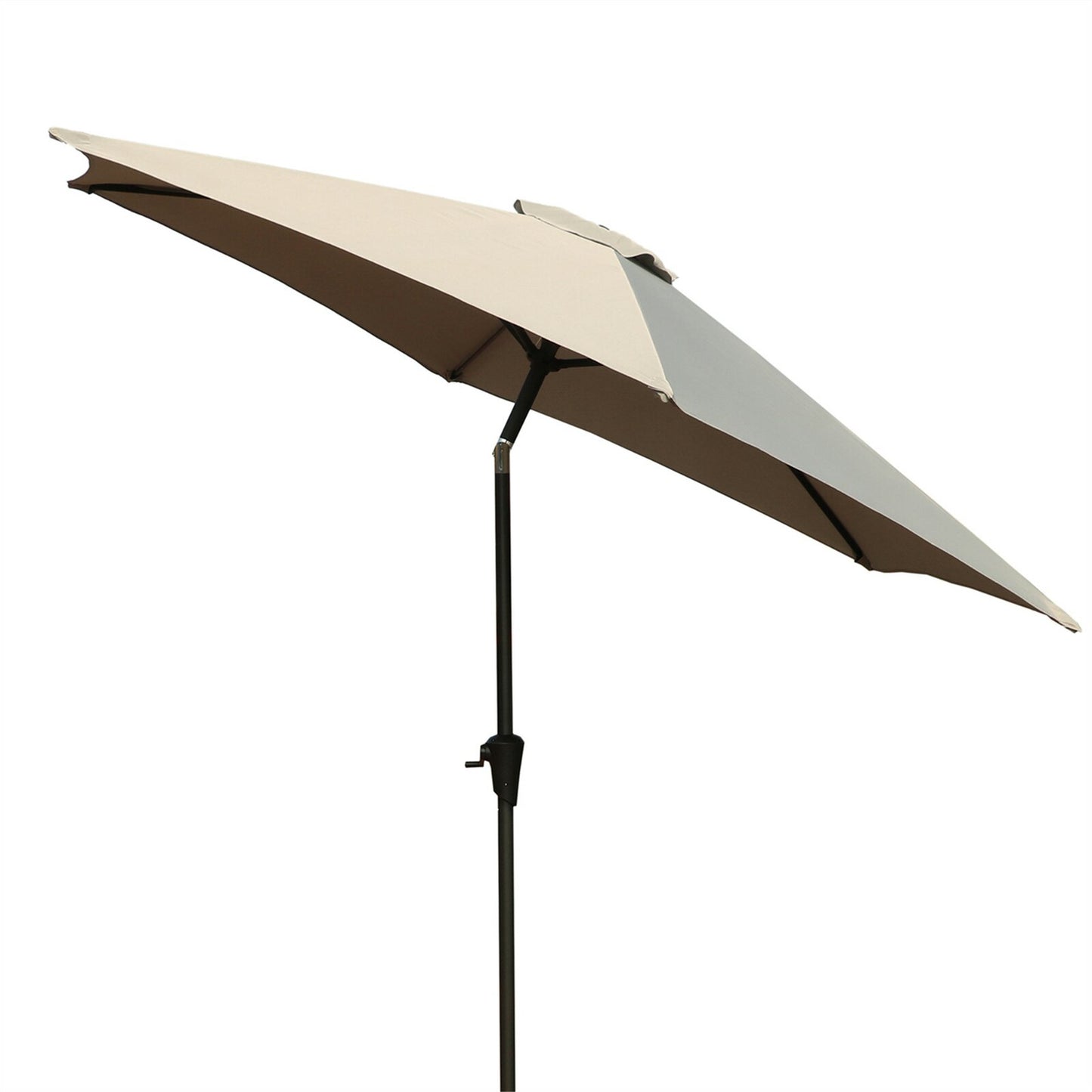 8.8 feet Outdoor Aluminum Patio Umbrella, Patio Umbrella, Market Umbrella with 42 Pound Square Resin Umbrella Base, Push Button Tilt and Crank lift, Gray