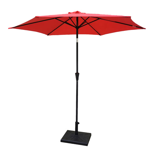 8.8 feet Outdoor Aluminum Patio Umbrella, Patio Umbrella, Market Umbrella with 42 Pound Square Resin Umbrella Base, Push Button Tilt and Crank lift, Red