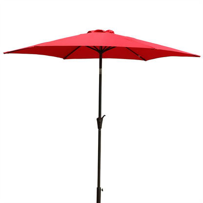8.8 feet Outdoor Aluminum Patio Umbrella, Patio Umbrella, Market Umbrella with 42 Pound Square Resin Umbrella Base, Push Button Tilt and Crank lift, Red