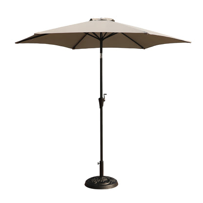8.8 feet Outdoor Aluminum Patio Umbrella, Patio Umbrella, Market Umbrella with 33 pounds Round Resin Umbrella Base, Push Button Tilt and Crank lift, Gray