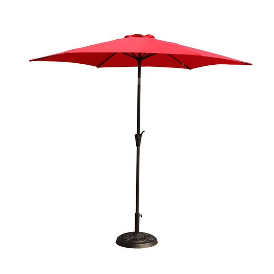 8.8 feet Outdoor Aluminum Patio Umbrella, Patio Umbrella, Market Umbrella with 33 pounds Round Resin Umbrella Base, Push Button Tilt and Crank lift, Red