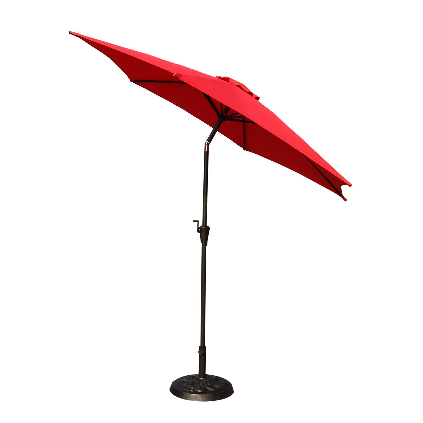 8.8 feet Outdoor Aluminum Patio Umbrella, Patio Umbrella, Market Umbrella with 33 pounds Round Resin Umbrella Base, Push Button Tilt and Crank lift, Red