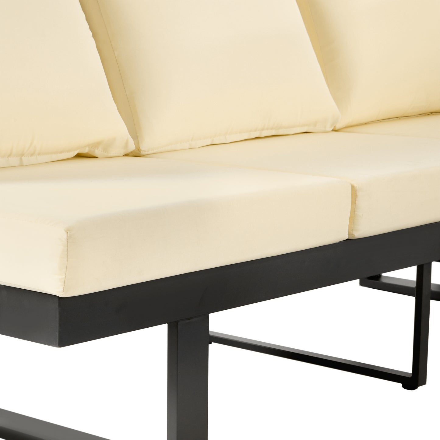 Outdoor Sectional Sofa Set Patio Conversation Set Patio Seating Group Outdoor Daybed with Adjustable Reclining Seats for Backyard, Poolside and Balcony,Beige