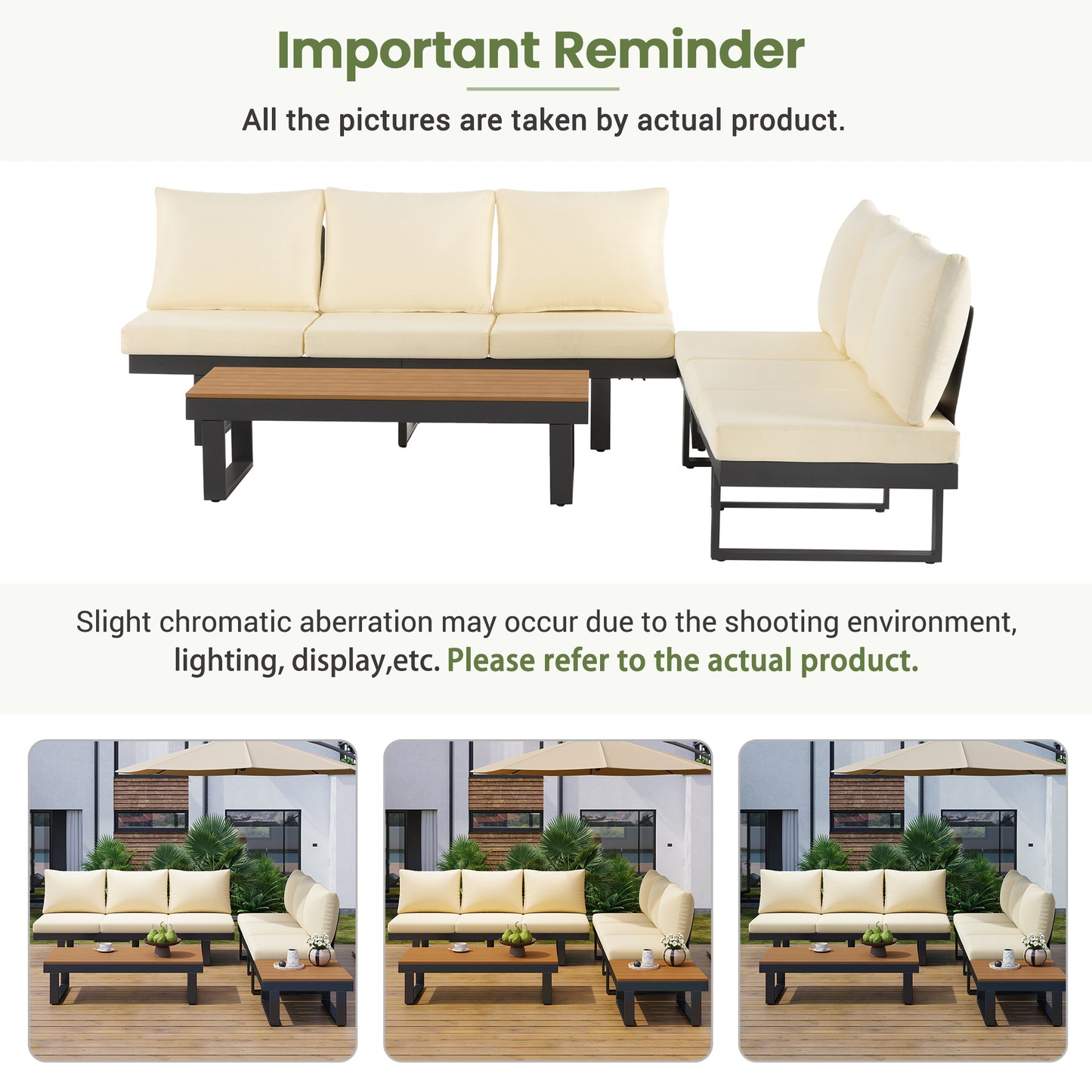 Outdoor Sectional Sofa Set Patio Conversation Set Patio Seating Group Outdoor Daybed with Adjustable Reclining Seats for Backyard, Poolside and Balcony,Beige