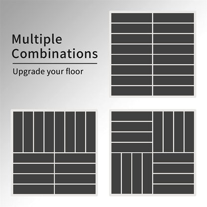Patio Interlocking Deck Tiles, 12"x12" Square Composite Decking Tiles, Four Slat Plastic Outdoor Flooring Tile All Weather for Balcony Porch Backyard, (Dark Gray, Pack of 9)