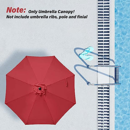 9' Patio Umbrella Replacement Canopy Outdoor Table Market Yard Umbrella Replacement Top Cover, Red