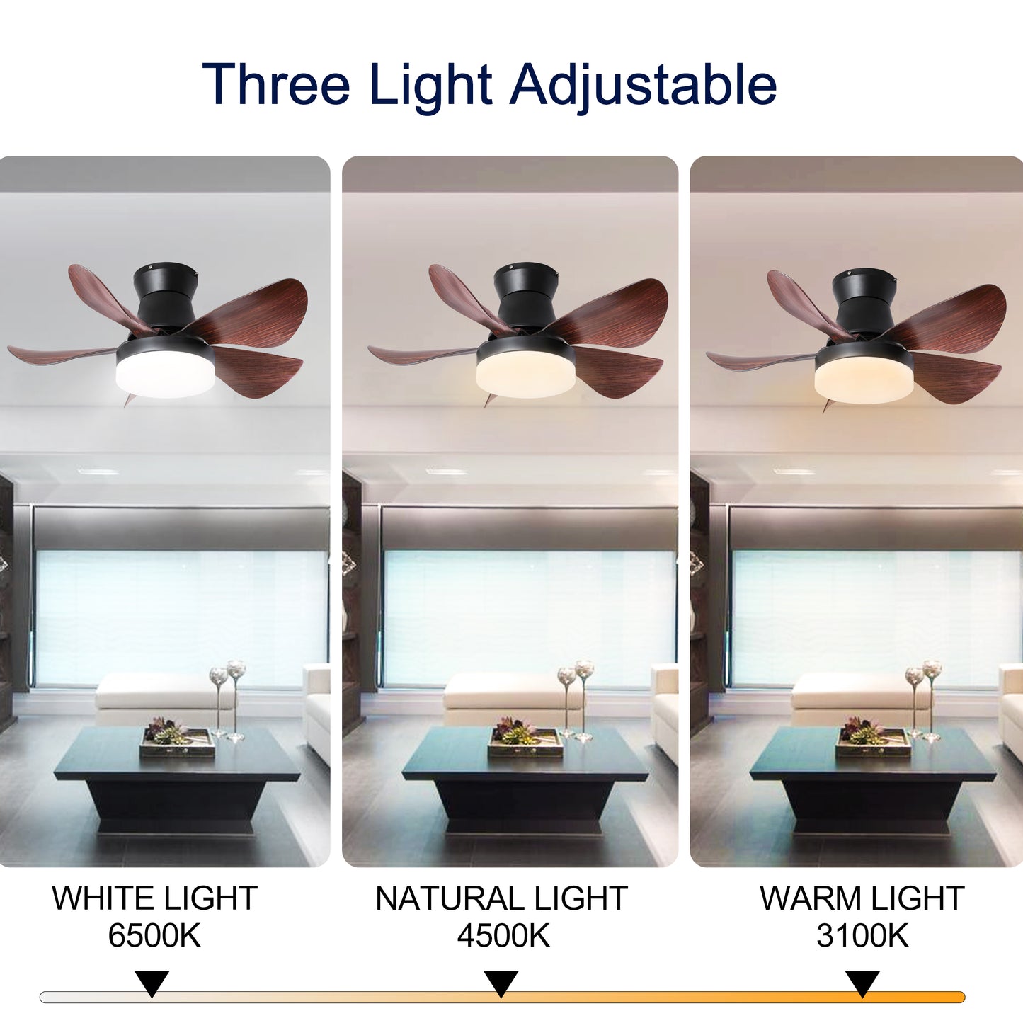 28 Inch Ceiling Fans with Lights and Remote, Modern Indoor Outdoor Ceiling Fans with Light, 5 Blades Ceiling Fan Light with DC Motor for Bedroom, Living Room, Kitchen, Office
