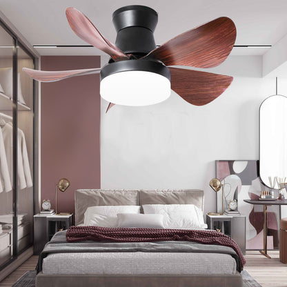 28 Inch Ceiling Fans with Lights and Remote, Modern Indoor Outdoor Ceiling Fans with Light, 5 Blades Ceiling Fan Light with DC Motor for Bedroom, Living Room, Kitchen, Office
