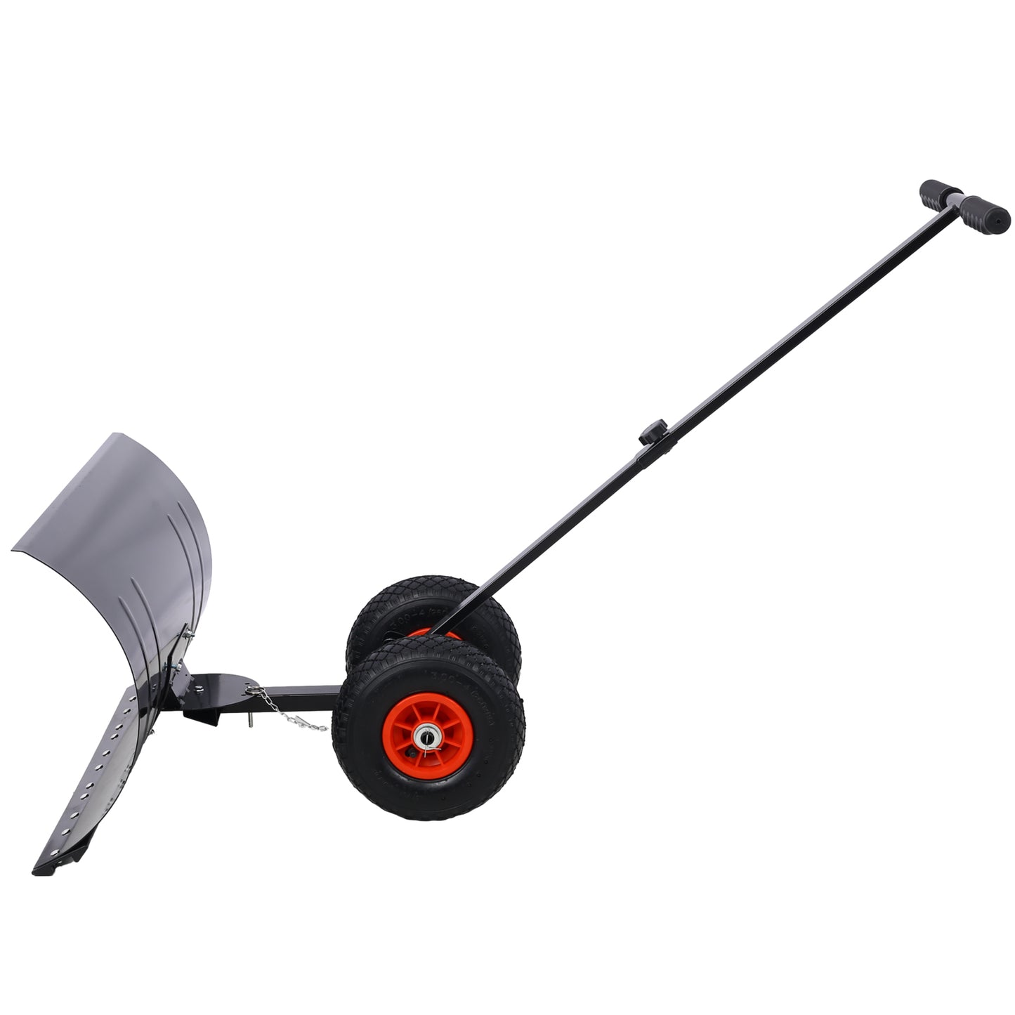 Snow Shovel with Wheels, Snow Pusher, Cushioned Adjustable Angle Handle Snow Removal Tool, 29" Blade, 10" Wheels,black color