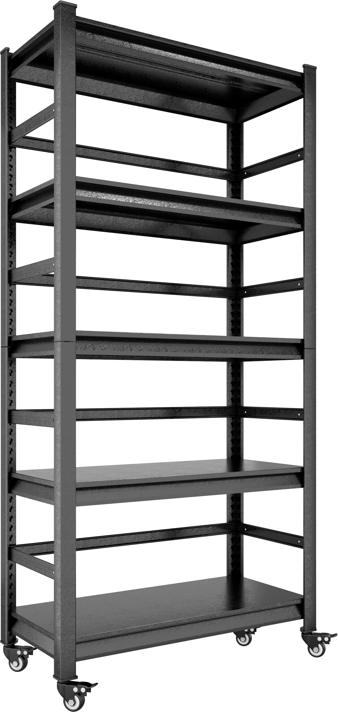 72"H Heavy Duty Storage Shelves Adjustable 5-Tier Metal Shelving Unit with Wheels for 1750LBS Load Kitchen, Garage, Pantry, and More