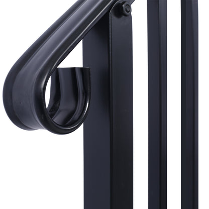 Handrails for Outdoor Steps, Fit 3 or 4 Steps Outdoor Stair Railing, Picket#3 Wrought Iron Handrail, Flexible Porch Railing, Black Transitional Handrails for Concrete Steps or Wooden Stairs