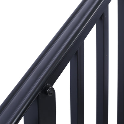 Handrails for Outdoor Steps, Fit 3 or 4 Steps Outdoor Stair Railing, Picket#3 Wrought Iron Handrail, Flexible Porch Railing, Black Transitional Handrails for Concrete Steps or Wooden Stairs
