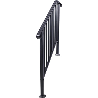 Handrails for Outdoor Steps, Fit 3 or 4 Steps Outdoor Stair Railing, Picket#3 Wrought Iron Handrail, Flexible Porch Railing, Black Transitional Handrails for Concrete Steps or Wooden Stairs