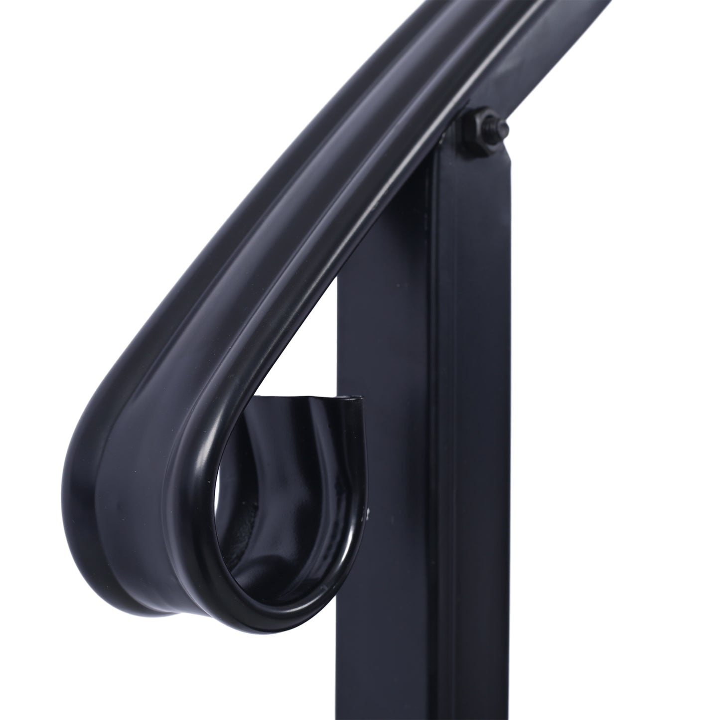 Handrails for Outdoor Steps, Fit 3 or 4 Steps Outdoor Stair Railing, Picket#3 Wrought Iron Handrail, Flexible Porch Railing, Black Transitional Handrails for Concrete Steps or Wooden Stairs