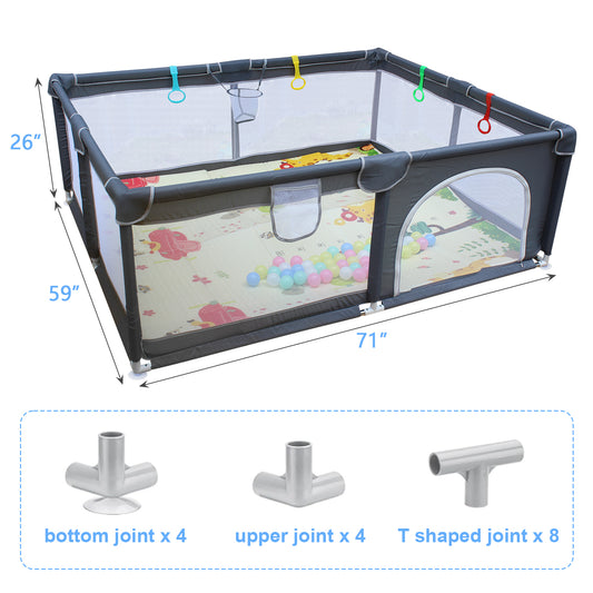 71" * 59" Baby Playard Cloth Playpen Removable Enclosures for Indoor and Outdoor Use Care for Children and Pets