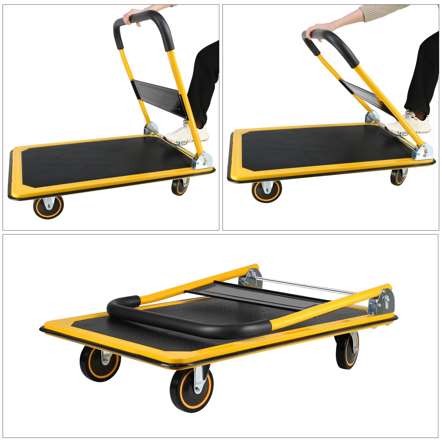 Platform Truck Hand Truck Large Size Foldable Dolly Cart for Moving Easy Storage and 360 Degree Swivel Wheels 660lbs Weight Capacity