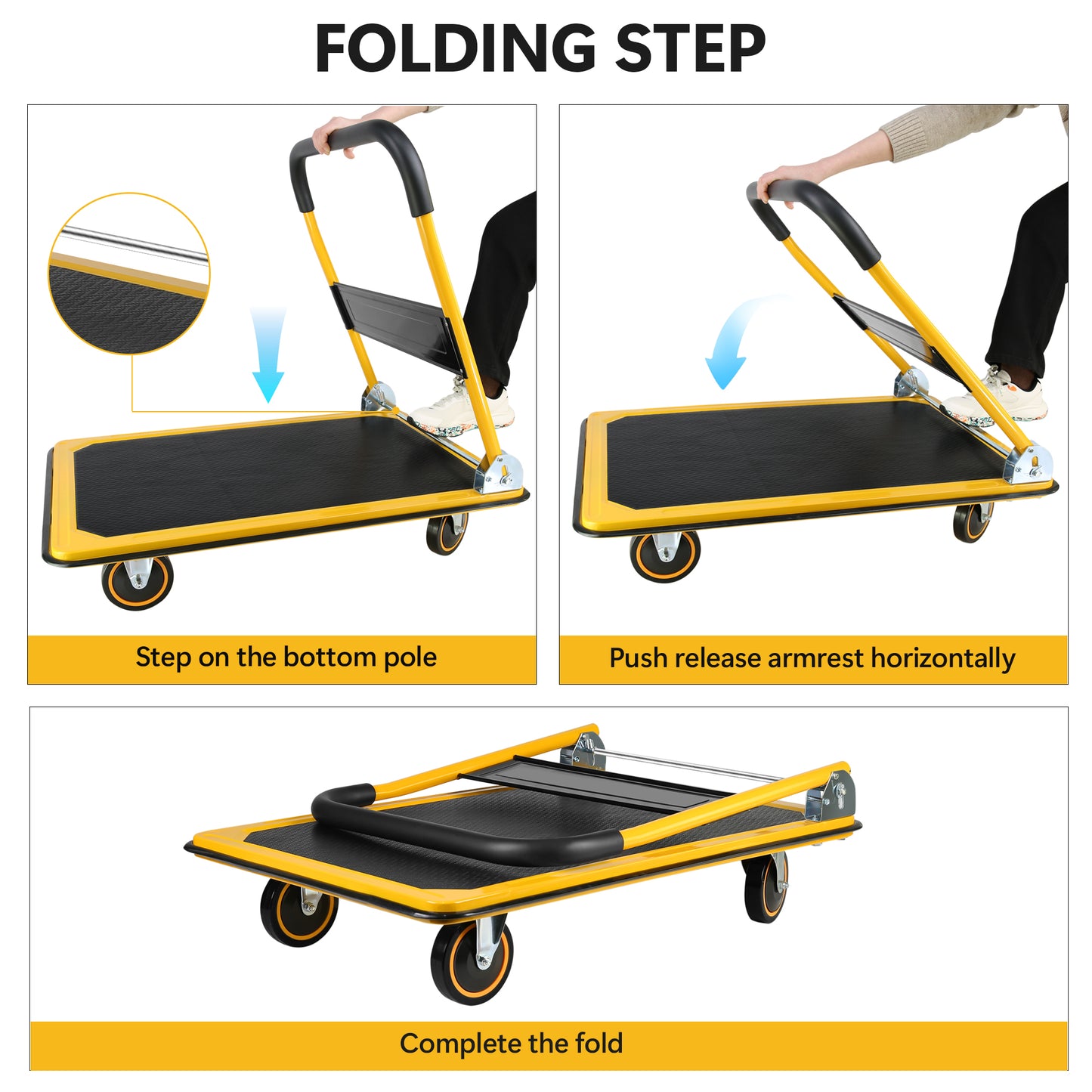 Platform Truck Hand Truck Large Size Foldable Dolly Cart for Moving Easy Storage and 360 Degree Swivel Wheels 660lbs Weight Capacity