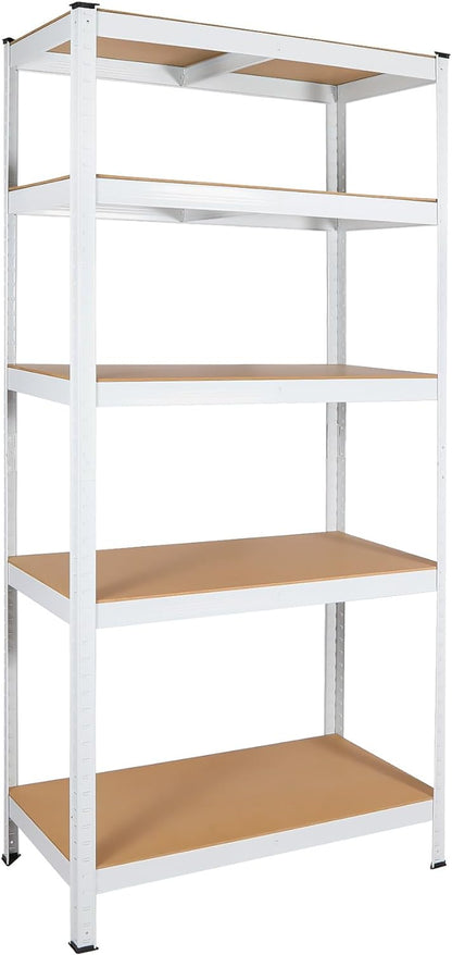 5 Tier Laminated White Metal Shelving Unit Adjustable Garage Storage Utility Rack Heavy Duty Shelves Organization Multipurpose Shelf Warehouse Basement Pantry 29" W x 12" D x 59" H 1Pack