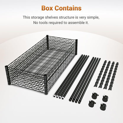 Simple Deluxe Heavy Duty 5-Shelf Shelving Unit, 29" D x 14"W x 61" H, 5 Tier, Black