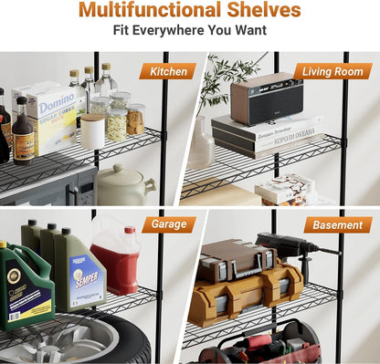 Simple Deluxe Heavy Duty 5-Shelf Shelving Unit, 29" D x 14"W x 61" H, 5 Tier, Black