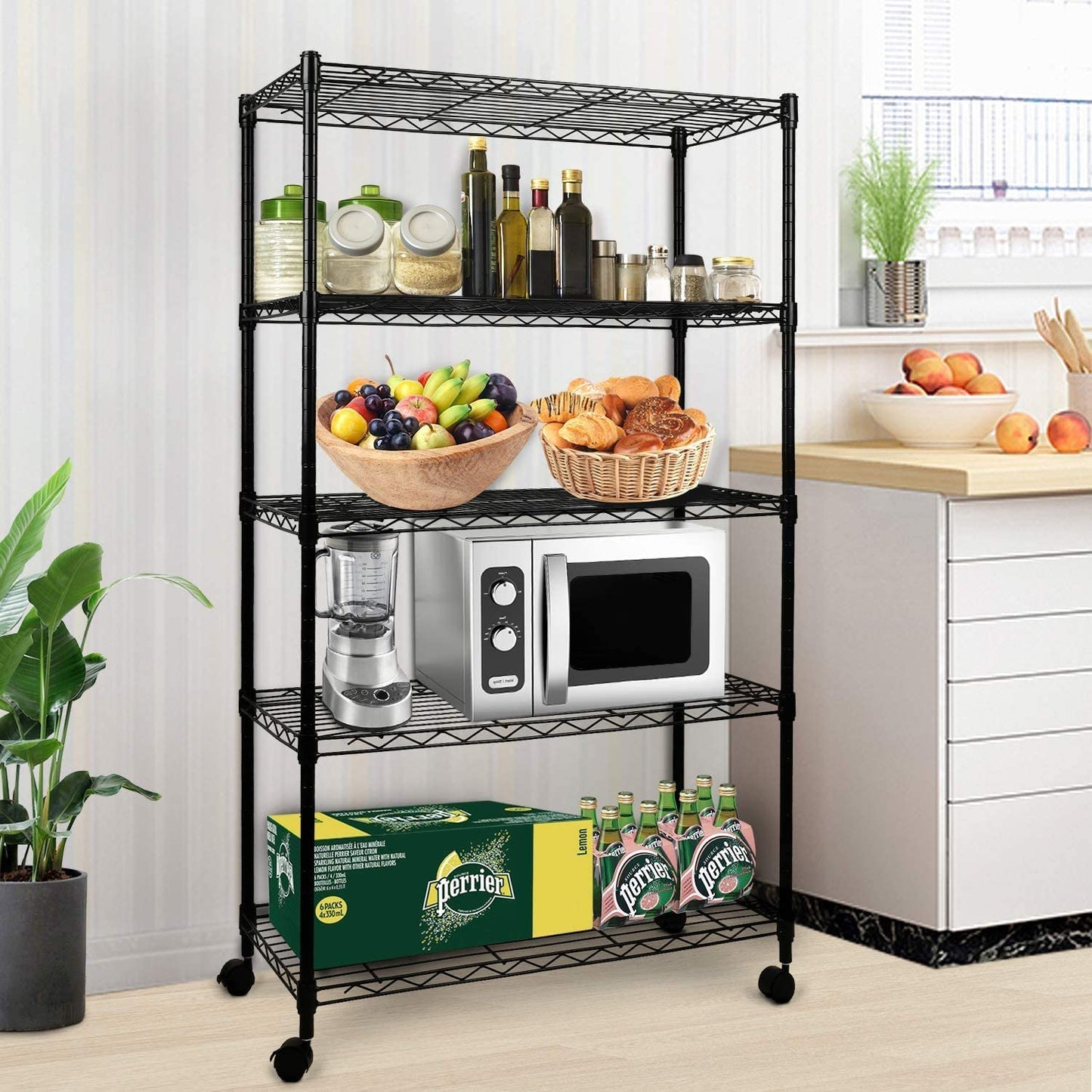 Simple Deluxe Heavy Duty 5-Shelf Shelving Unit, 29" D x 14"W x 61" H, 5 Tier, Black