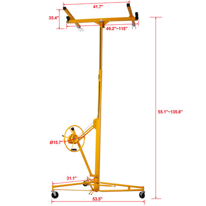 Drywall Lift Panel 11' Lift Drywall Panel Hoist Jack Lifter,yellow