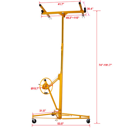 Drywall Panel hoist Drywall Lift Rolling Panel Hoist Jack Lifter 16ft yellow color