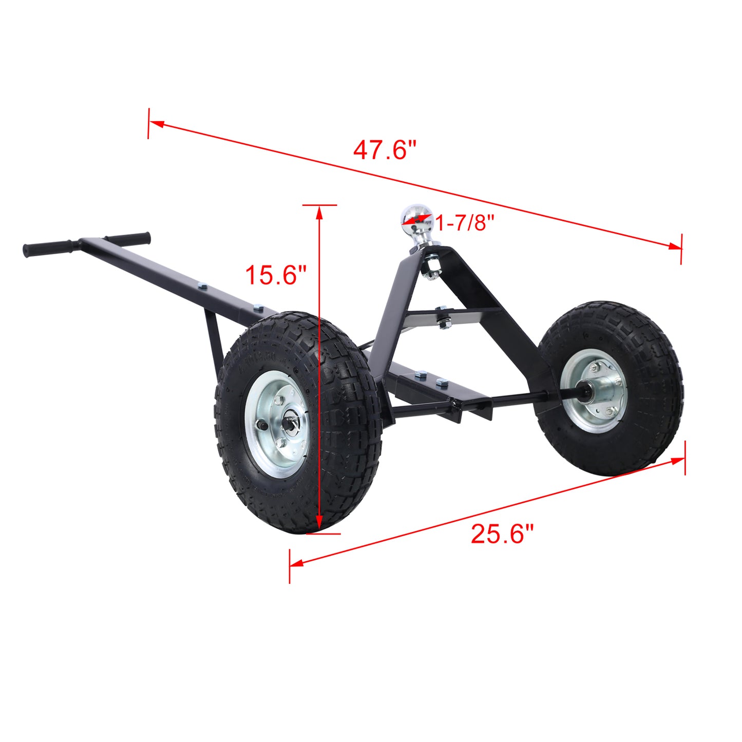 Trailer Dolly with Pneumatic Tires - 600 Lb. Maximum Tongue Weight Capacity, black color