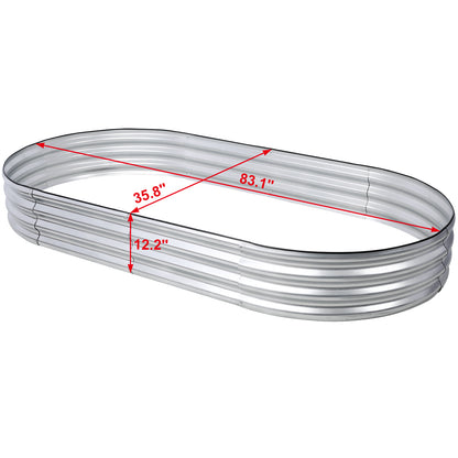 Galvanized Planter Bed,Galvanized Raised Garden Bed Kit, Galvanized Planter Raised Garden Boxes Outdoor, Oval Large Metal Raised Garden Beds for Vegetables,7*3*1 ft