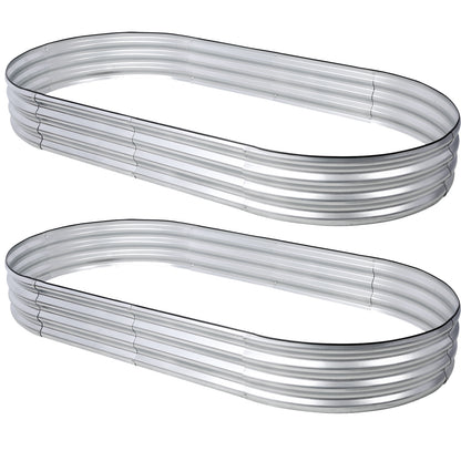 Galvanized Planter Bed,Galvanized Raised Garden Bed Kit, Galvanized Planter Raised Garden Boxes Outdoor, Oval Large Metal Raised Garden Beds for Vegetables,8*4*1 ft 2pcs