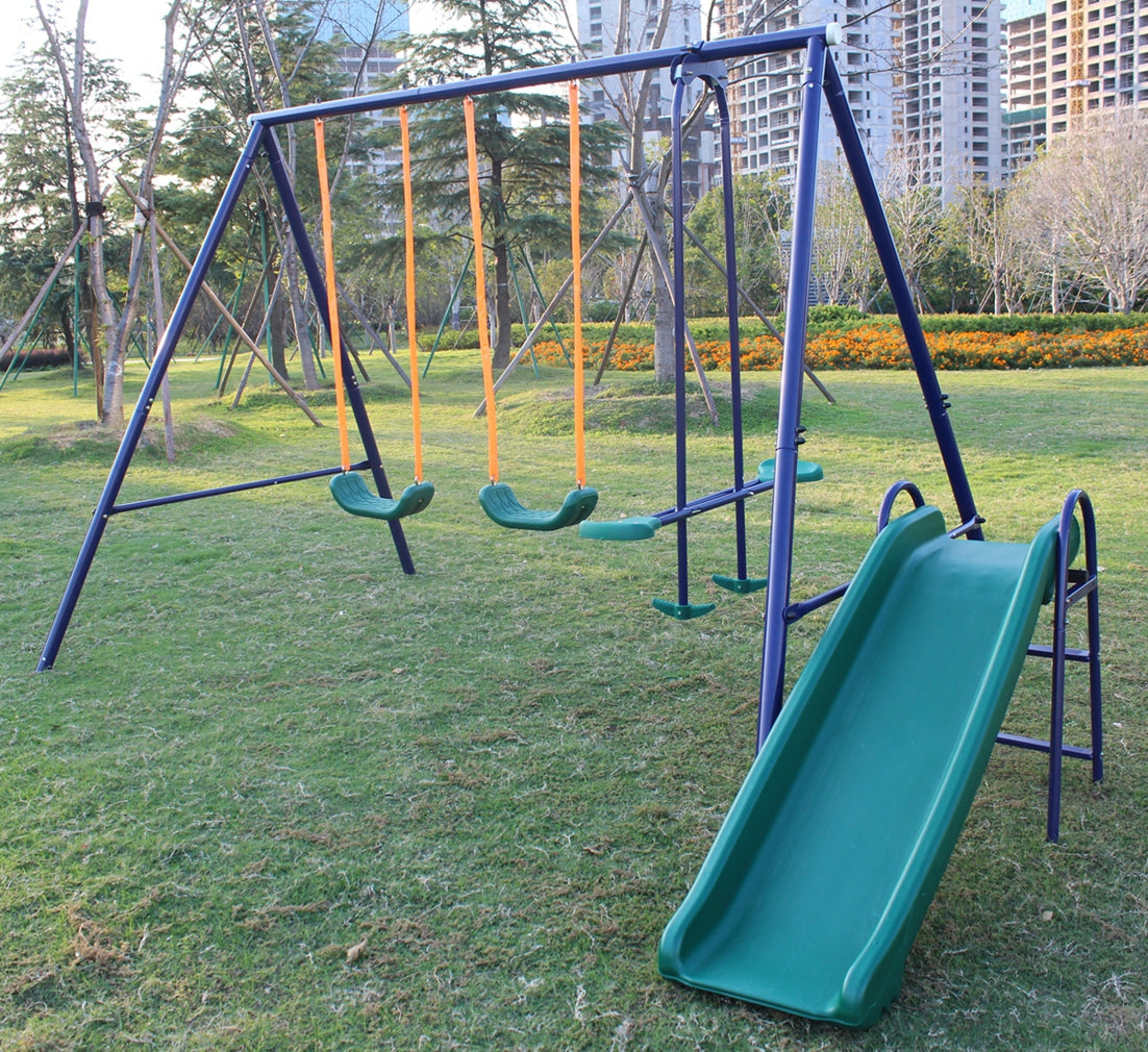A-Frame Metal Swing Set w/ Slide