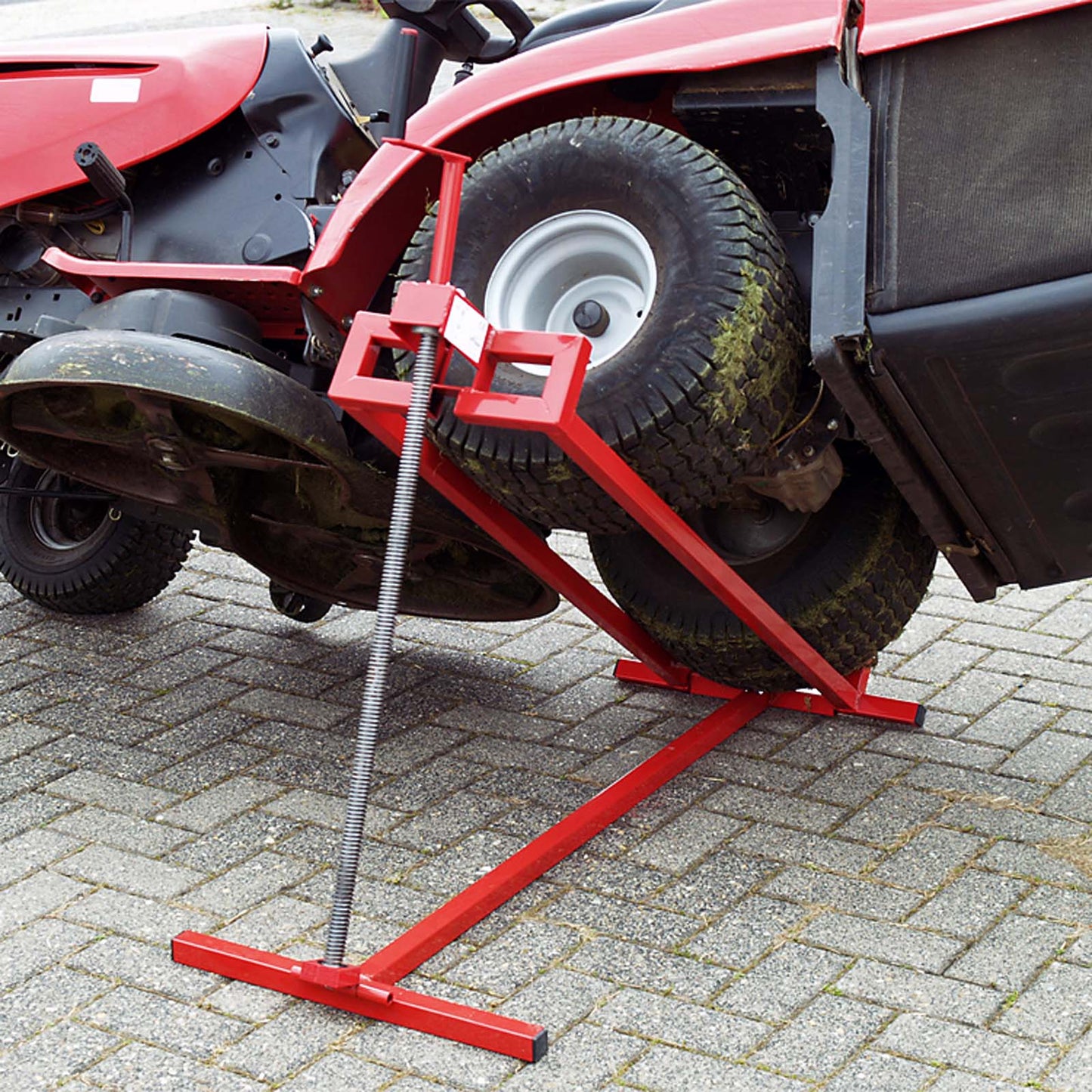 Easy Lawn Mower Lift for Riding Tractors , 800 Lbs Capacity Lawn Tractor Lifter, Ride-on Mower, Cleaning Aid, Universal, Lawn Tractor Lift, Lawn Tractor + 45° Tilt Adjustable, red