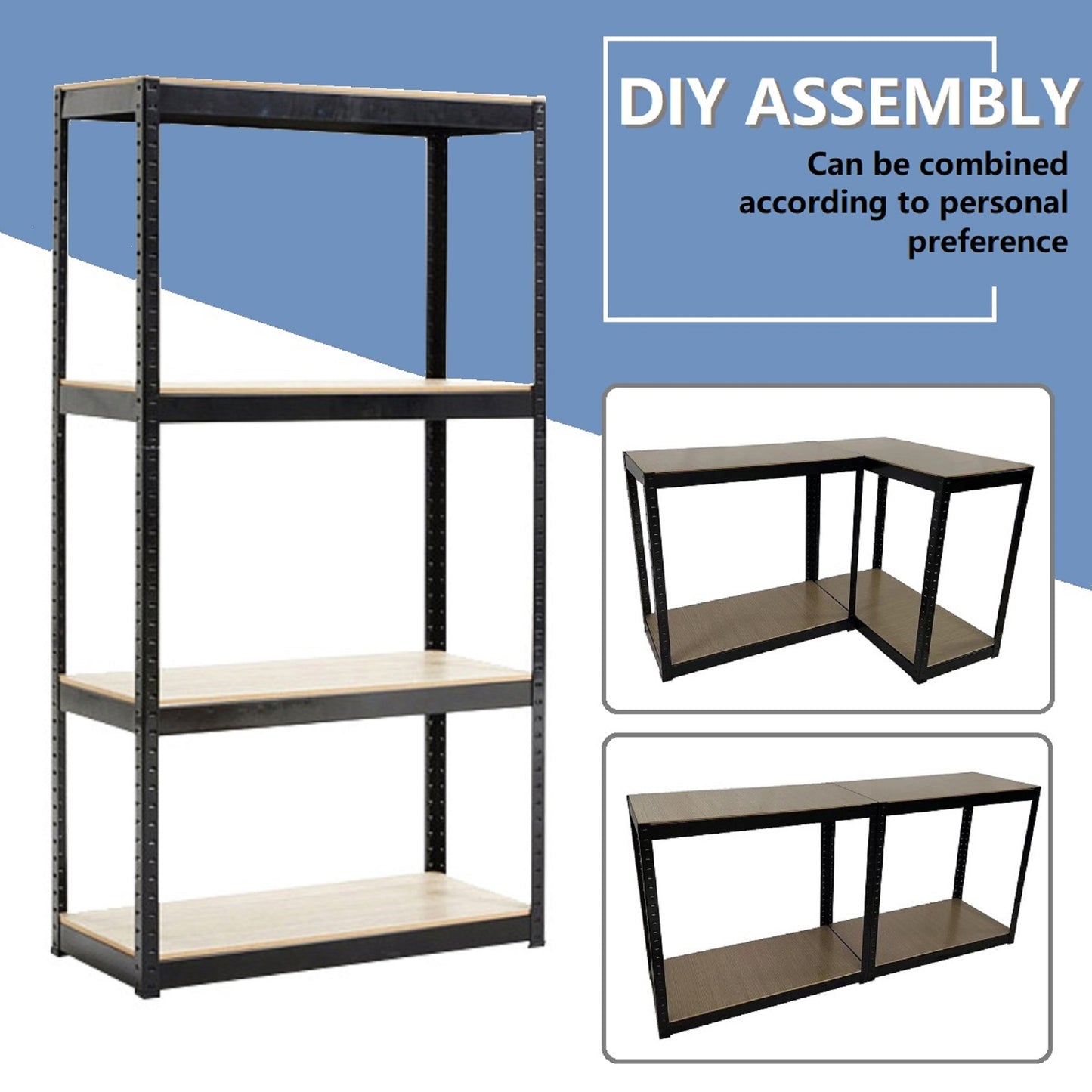 Storage Shelves - 4 Tier Adjustable Garage Storage Shelving, Heavy Duty Metal Storage Utility Rack Shelf Unit for Warehouse Pantry Closet Kitchen, 23.6" x 15.7" x 47.2", Black