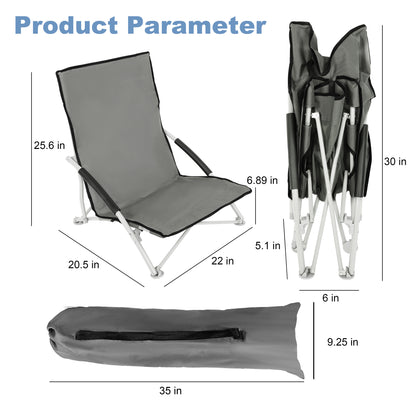 YSSOA Beach Camping Folding Adults with Carry Bag︱Low Profile, Lightweight, Portable Chair for Outdoor Travel, Picnic, BBQ (Color: Grey), 1-Pack, Black