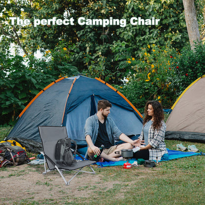 YSSOA Beach Camping Folding Adults with Carry Bag︱Low Profile, Lightweight, Portable Chair for Outdoor Travel, Picnic, BBQ (Color: Grey), 1-Pack, Black