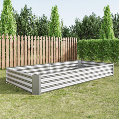 Raised Garden Bed Kit - Metal Raised Bed Garden 7.6x3.7x0.98ft for Flower Planters, Vegetables Herb Silver