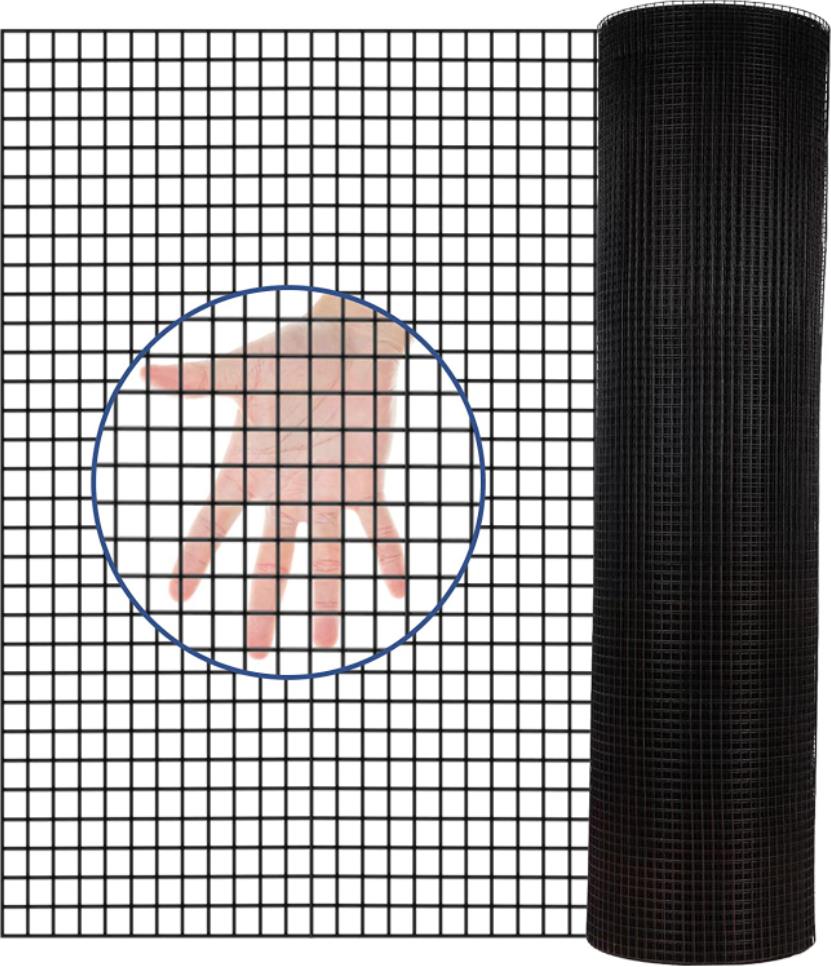 48 inch×50 ft Black Vinyl Coated Hardware Cloth, 19 Gauge 1/2 inch Black PVC Hardware Cloth, Black Welded Wire Fence Supports Poultry-Netting Cage-Home Improvement and Chicken Coop