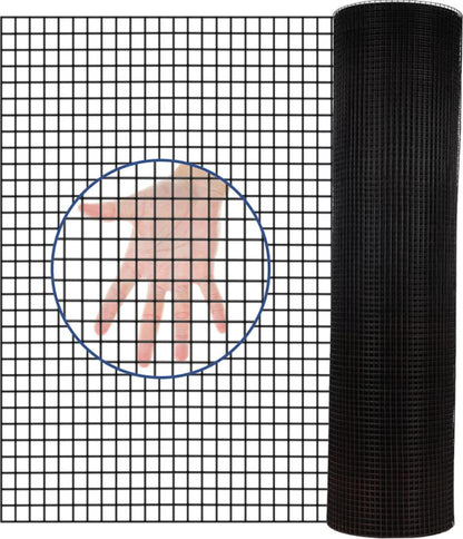 48 inch×50 ft Black Vinyl Coated Hardware Cloth, 19 Gauge 1/2 inch Black PVC Hardware Cloth, Black Welded Wire Fence Supports Poultry-Netting Cage-Home Improvement and Chicken Coop