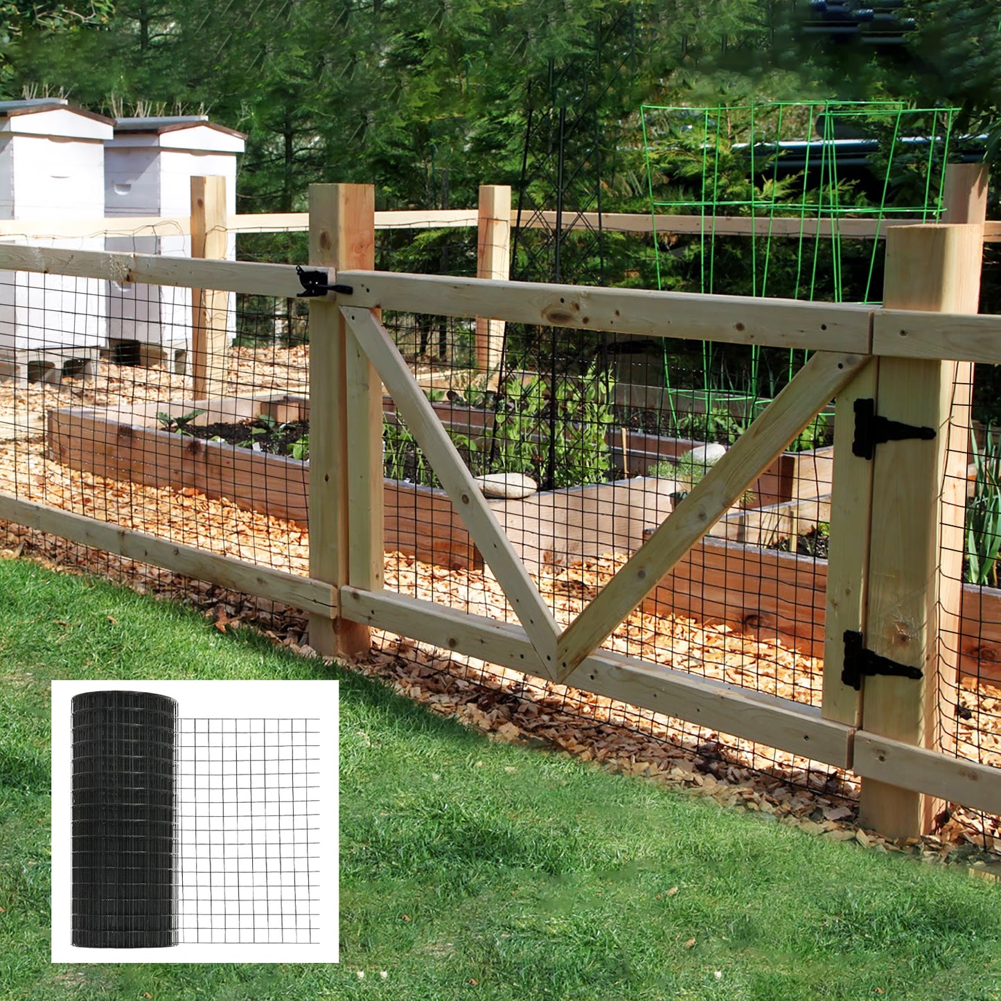 48 inch×50 ft Black Vinyl Coated Hardware Cloth, 19 Gauge 1/2 inch Black PVC Hardware Cloth, Black Welded Wire Fence Supports Poultry-Netting Cage-Home Improvement and Chicken Coop