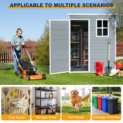 5x3ft Resin Outdoor Storage Shed Kit-Perfect to Store Patio Furniture,Grey
