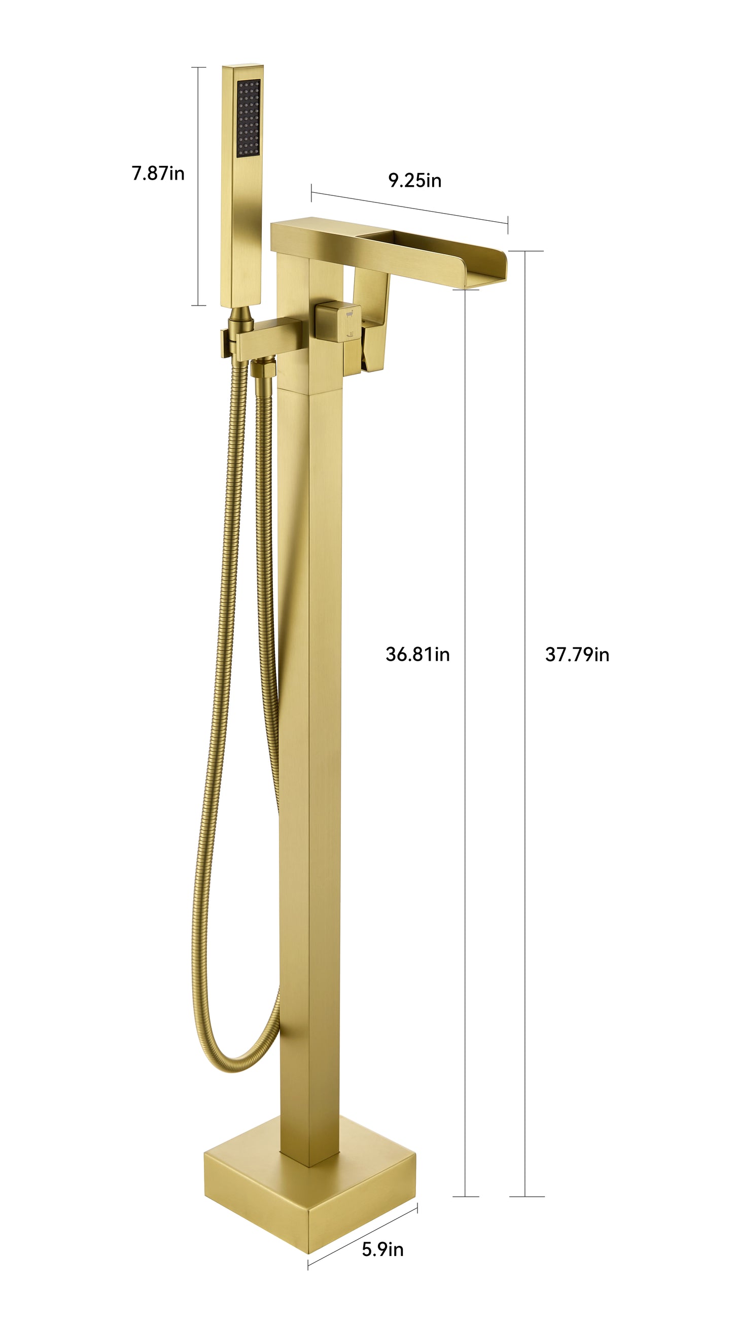 Single-Handle Free Standing Claw Foot Freestanding Tub Faucet with Handheld Shower in. Brushed Gold