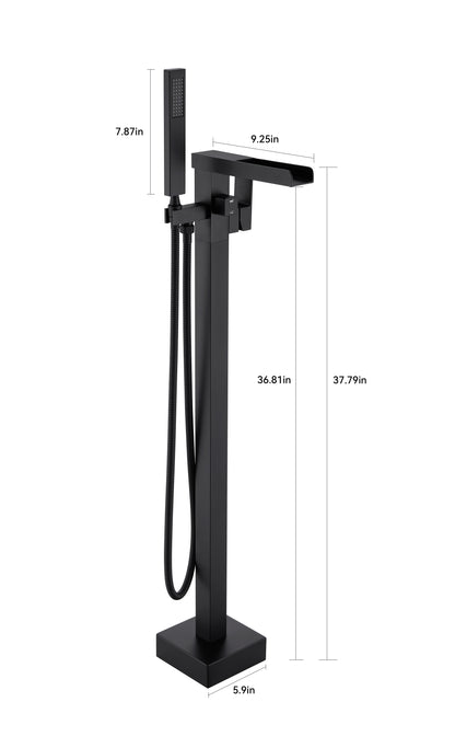 Single-Handle Free Standing Claw Foot Freestanding Tub Faucet with Handheld Shower in. matte black