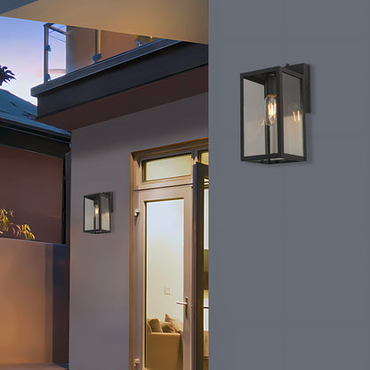 Dusk to Dawn Sensor Outdoor Wall Light, Waterproof Outdoor Wall Lamps, Wall Sconce with Seeded Glass, Matte Black