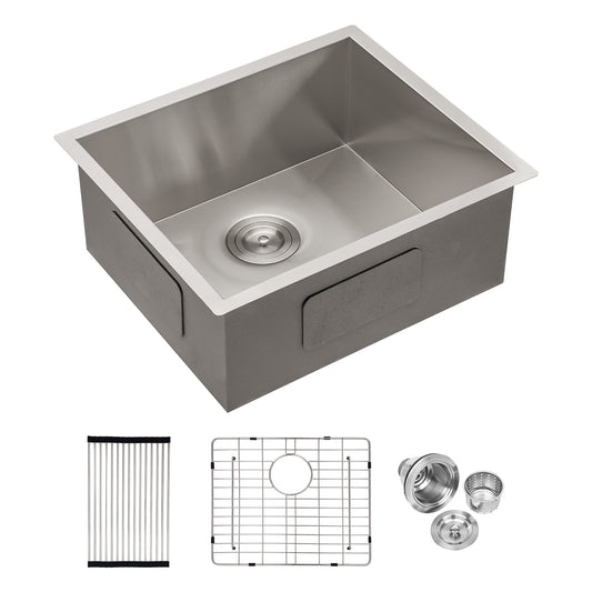 23 x 18 x 9 Inch Undermount Sink - Single Bowl Stainless Steel Kitchen Sink 16 Gauge 9 Inch Deep Kitchen Sink Basin