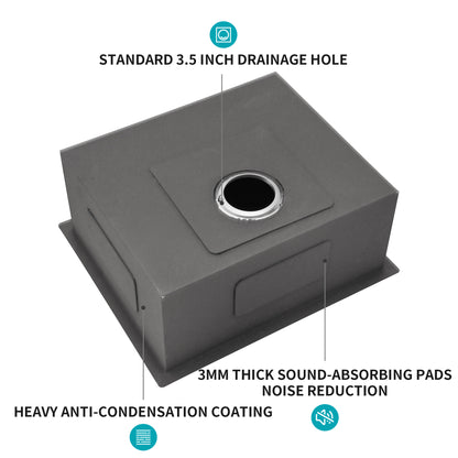 23 x 18 x 9 Inch Undermount Sink - Single Bowl Stainless Steel Kitchen Sink 16 Gauge 9 Inch Deep Kitchen Sink Basin
