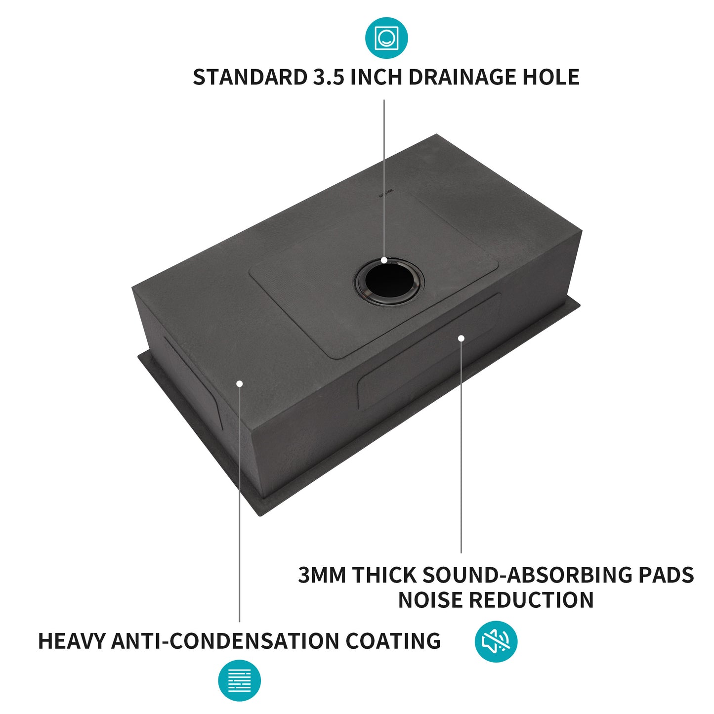 28 Single Bowl Undermount Sink- 28"x18"x9" Gunmetal Black Kitchen Sink 16 Gauge with 9" Deep Basin