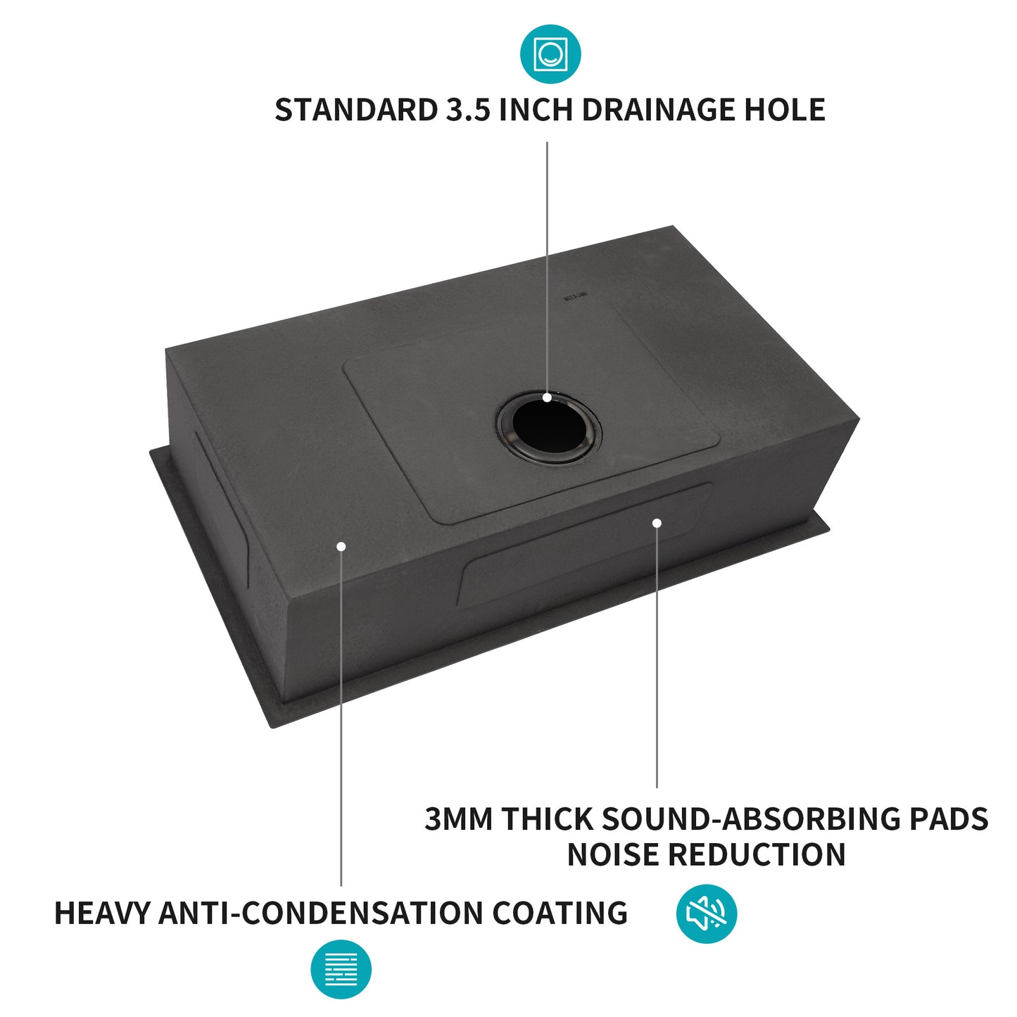 Gunmetal Black Kitchen Sink - 30"x 18"x 9" Undermount Singel Bowl Kitchen basin 16 Gauge Stainless Steel with 9 Inch Deep