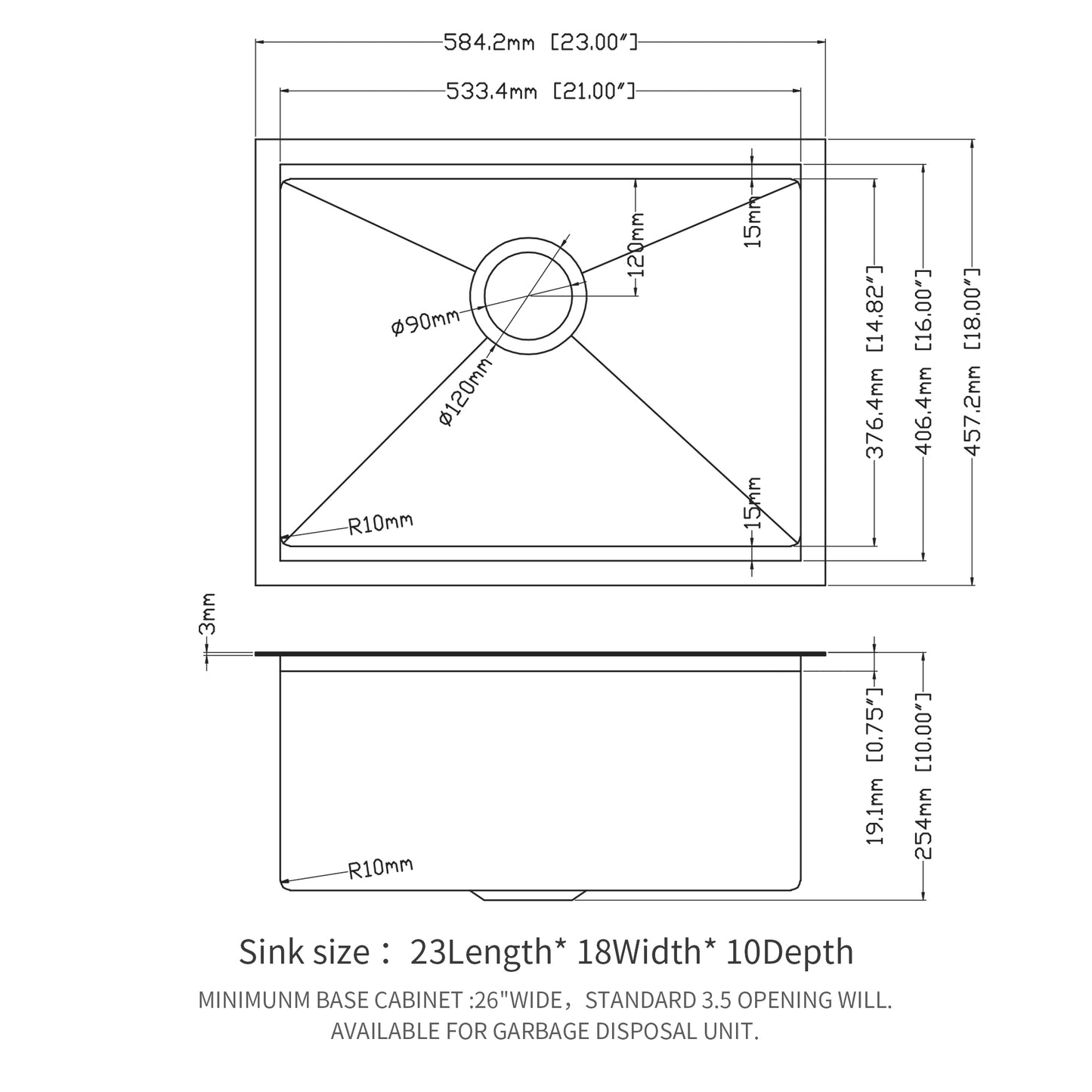 Gunmetal Black Workstation Kitchen Sink - 23"x 18"x 10" Single Bowl Workstation Undermount Kitchen Sink 16 Gauge Stainless Steel
