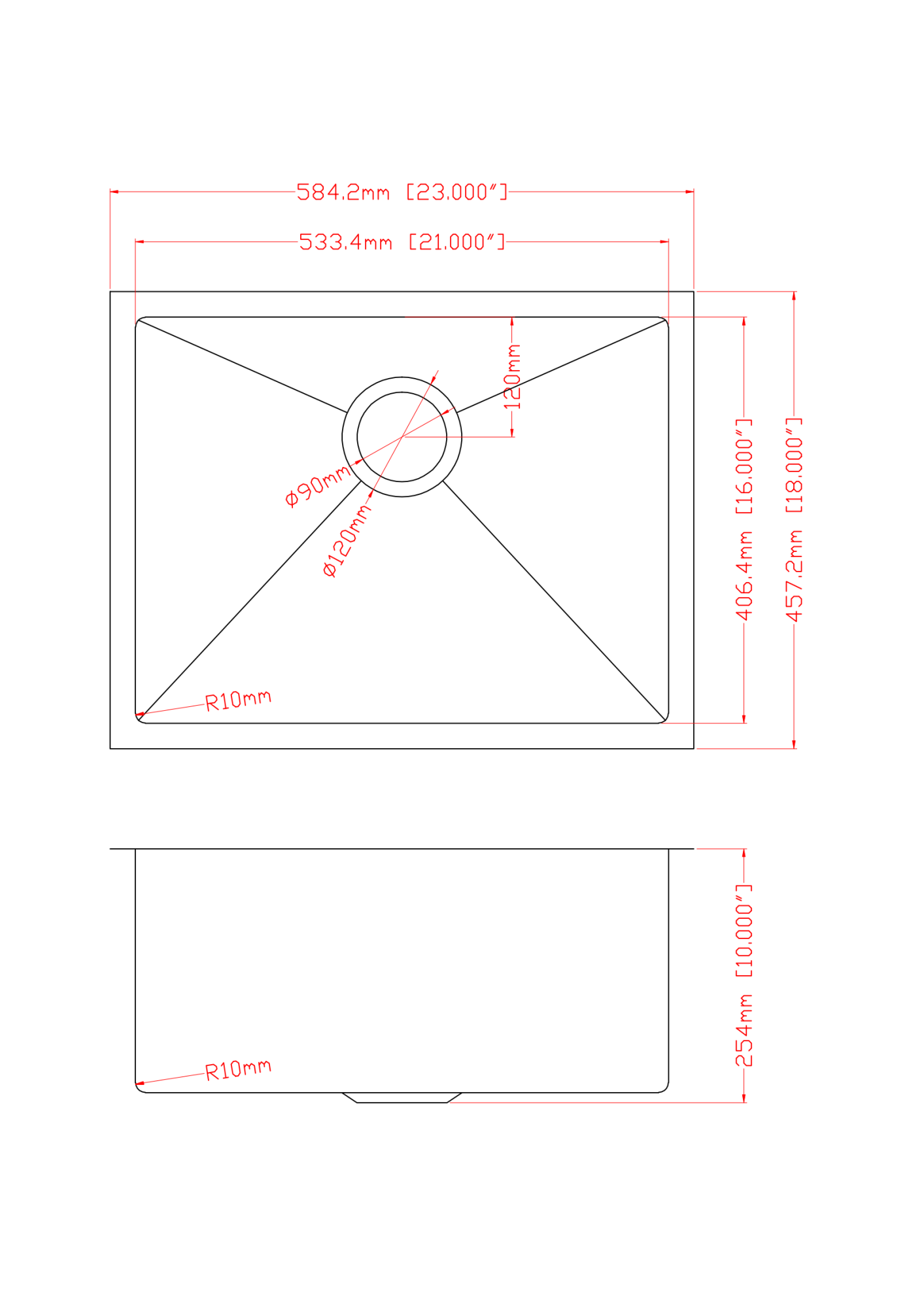 23 Inch Undermount Sink - 23"x18"x10" Undermount Stainless Steel Kitchen Sink 16 Gauge 10 Inch Deep Single Bowl Kitchen Sink Basin