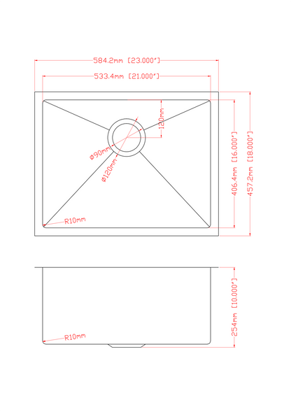 23 Inch Undermount Sink - 23"x18"x10" Undermount Stainless Steel Kitchen Sink 16 Gauge 10 Inch Deep Single Bowl Kitchen Sink Basin
